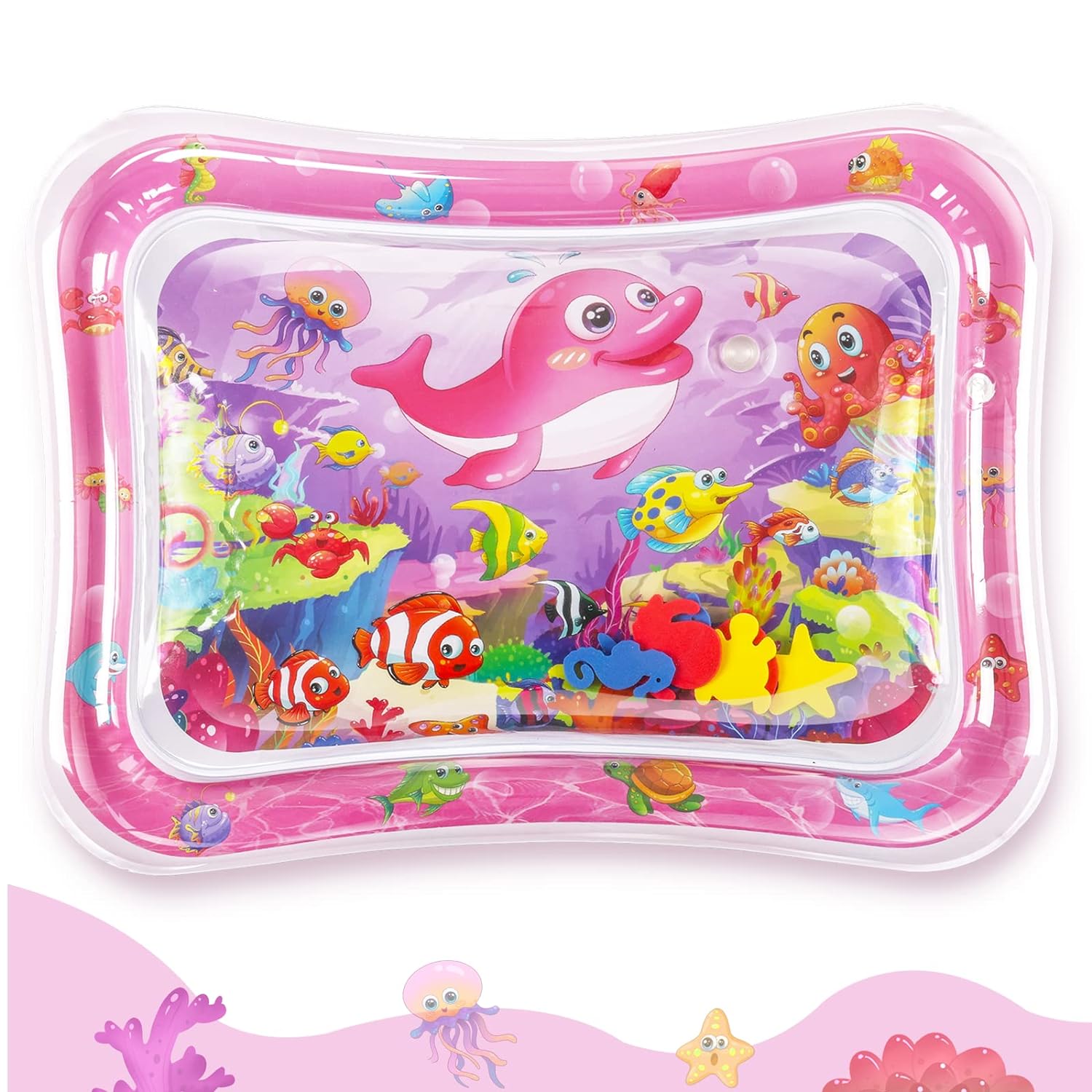 Hitituto Inflatable Tummy Time Mat Premium Baby Water Play Mat Fun Activity Center for Baby's Stimulation Growth and Sensory Development Ideal Infants Toddlers Baby Girls Toy for 3 6 9 12 24 Months - Image 1